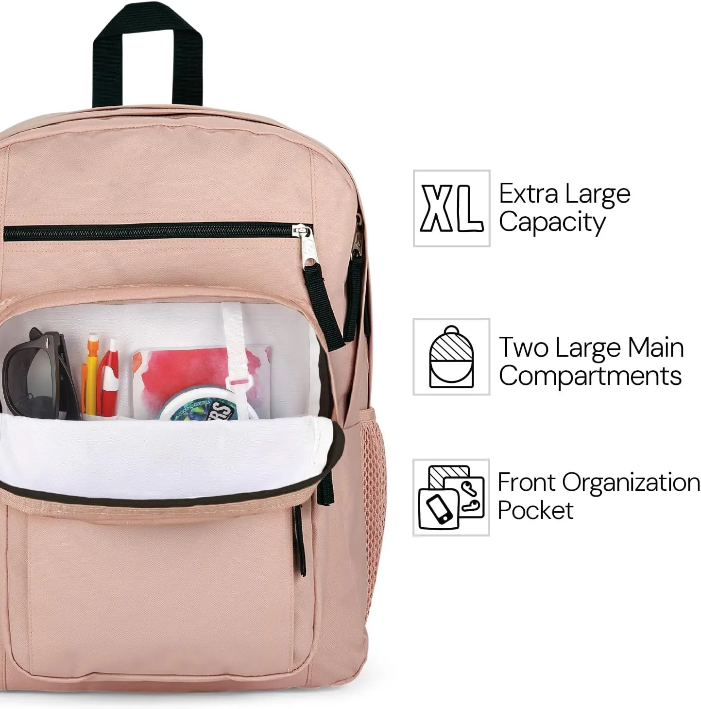 JanSport Laptop Backpack - Computer Bag with 2 Compartments, Ergonomic Shoulder Straps, 15” Laptop Sleeve, Haul Handle - Book Rucksack - Strawberry Shower
