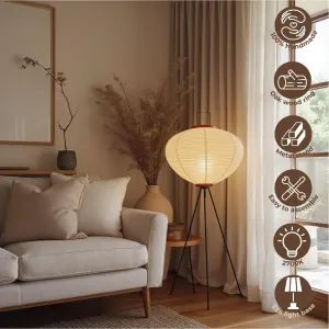Japanese Decor Lantern • Cozy Japandi Style Light • Rice Paper Ambient Lamp • Off-White Floor Lantern
