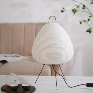 Japanese Noguchi Inspired Table Lamp Zen Rice Paper Lantern with Warm Light for Bedroom Living Room or Office Modern Japandi Decor (Teardrop)