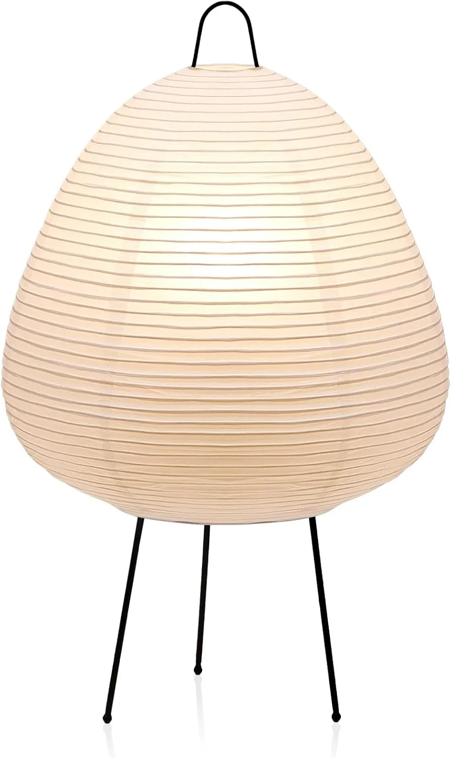 Japanese Rice Paper Table Lamp: 3000K Bulb Included - Handmade Round Japandi Noguchi Akari Lamps - Noggy Asano White Paper Lantern Table Lights with Wabi Sabi Paper Shade for Bedroom Bedside Desk