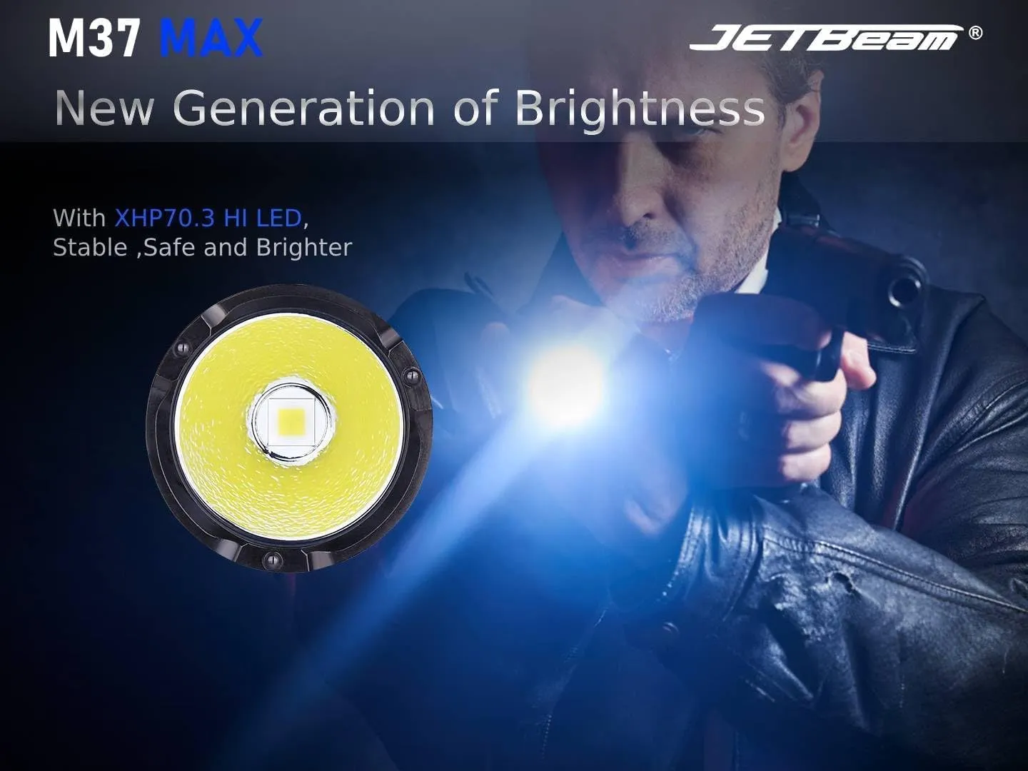 JETBeam Large Size& High Powered Flashlight 5000 High Lumens with 1476 Feet Long Range Thrower, (Without Silicone Traffic Wand, Camouflage, M37 MAX)