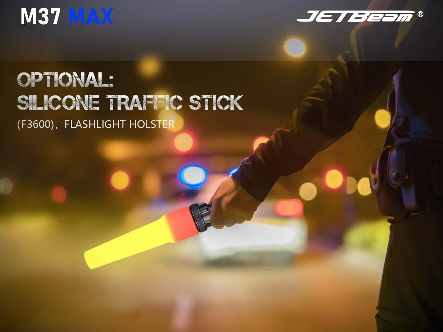 JETBeam Large Size& High Powered Flashlight 5000 High Lumens with 1476 Feet Long Range Thrower, (Without Silicone Traffic Wand, Camouflage, M37 MAX)