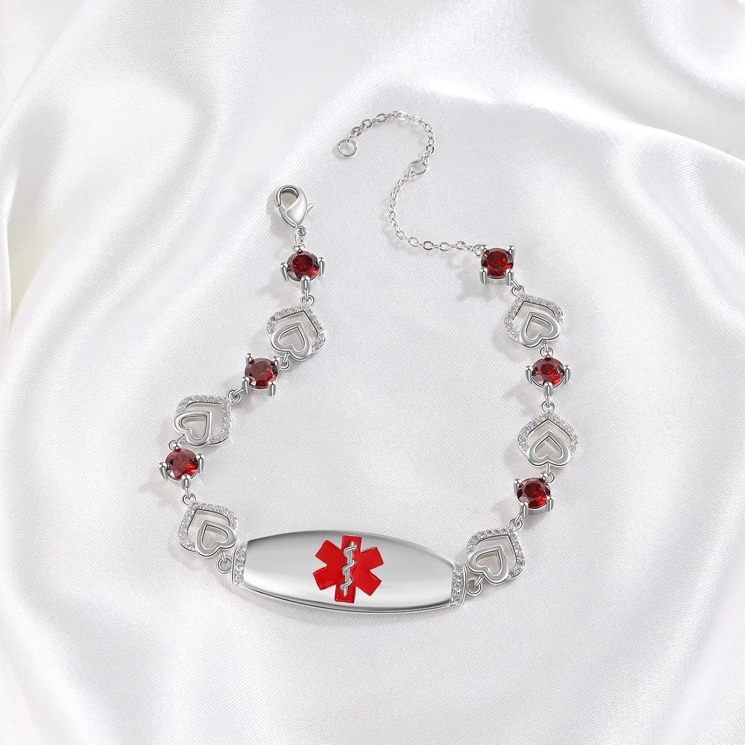 JewelOra Custom Engraved Medical Alert Bracelets for Women, Personalized Emergency Medical Bracelets Adjustable Med Alert Link Bracelet Jewelry(Style 4)