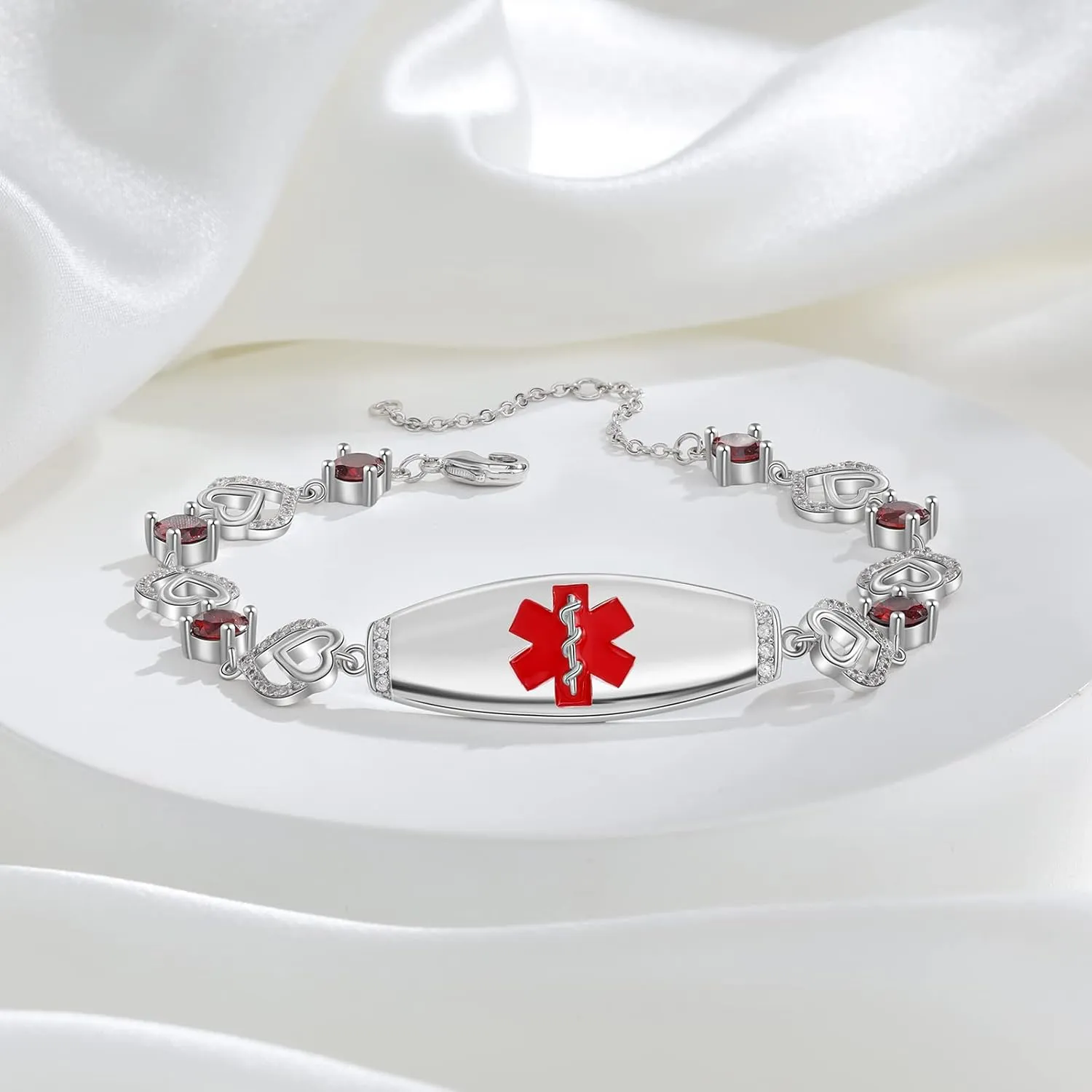 JewelOra Custom Engraved Medical Alert Bracelets for Women, Personalized Emergency Medical Bracelets Adjustable Med Alert Link Bracelet Jewelry(Style 4)