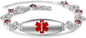 JewelOra Custom Engraved Medical Alert Bracelets for Women, Personalized Emergency Medical Bracelets Adjustable Med Alert Link Bracelet Jewelry(Style 4)