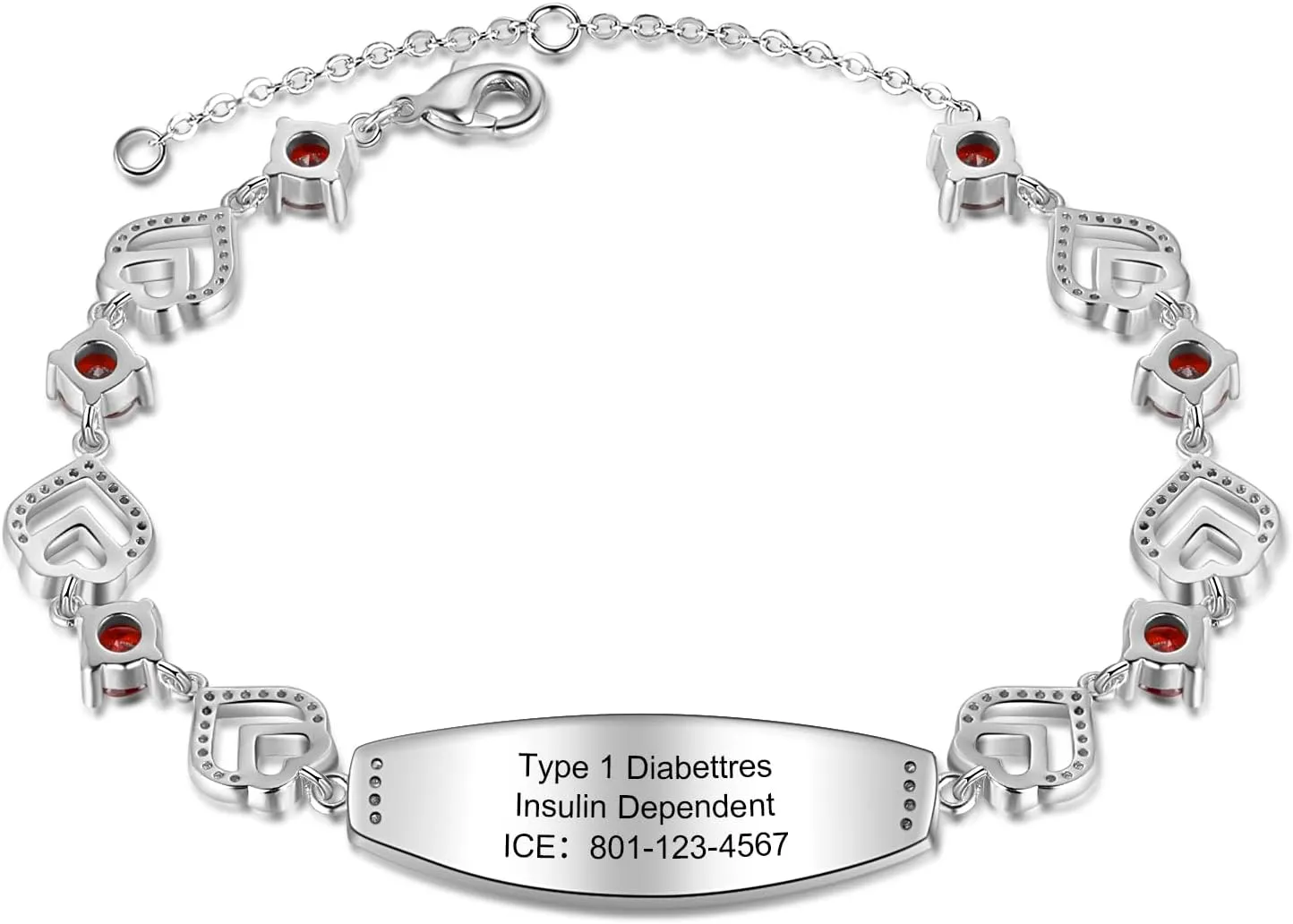 JewelOra Custom Engraved Medical Alert Bracelets for Women, Personalized Emergency Medical Bracelets Adjustable Med Alert Link Bracelet Jewelry(Style 4)