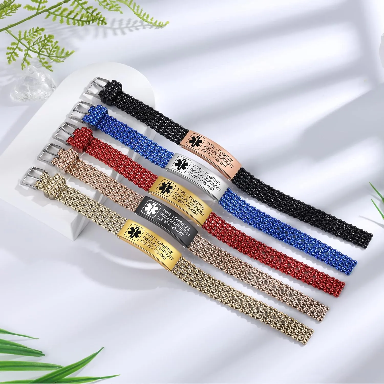 JewelOra Personalized Medical Alert Bracelet for Men Custom Engraving Medical Alert ID Bracelets Adjustable Stainless Steel Bracelet for Men