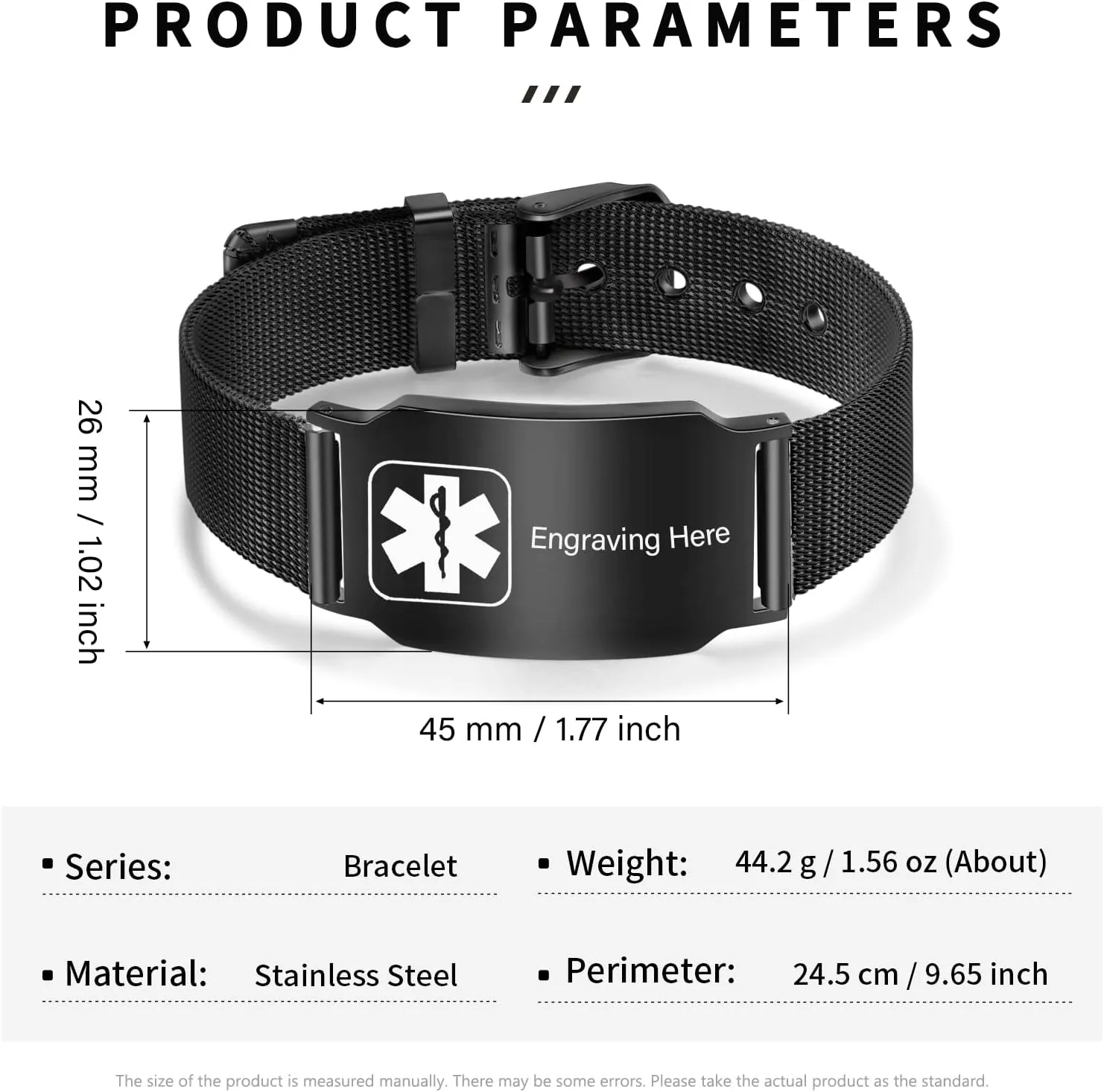 JewelOra Personalized Medical Alert Bracelet for Men Women Custom Engraving Stainless Steel Bracelet Adjustable Medical Alert ID Bracelets for Men Women