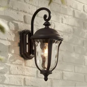 John Timberland Park Sienna Vintage Outdoor Wall Light Fixture Bronze 16 3/4" Clear Hammered Glass Downbridge for Exterior House Porch Patio Outside Deck Garage Yard Front Door Garden Home