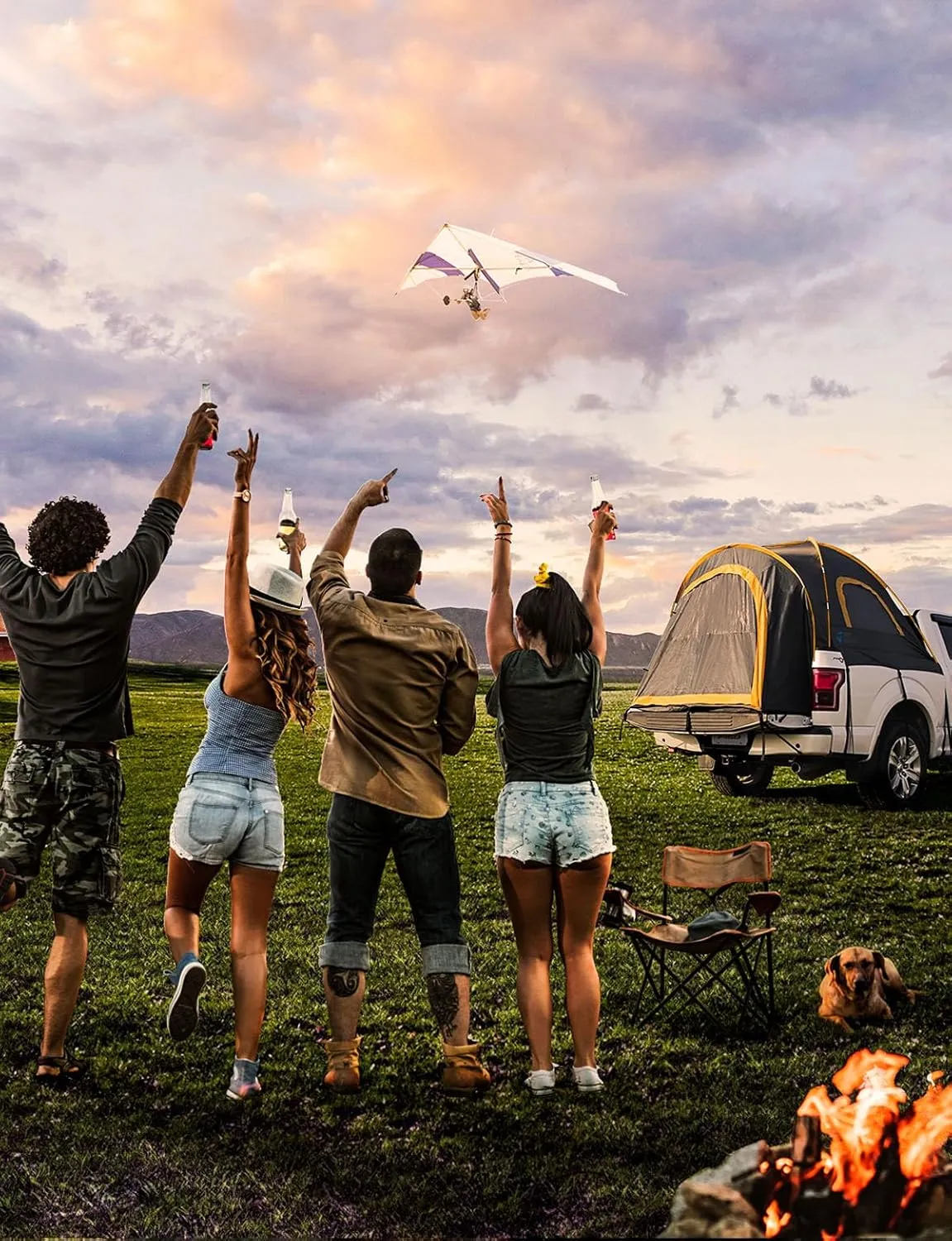 JOYTUTUS Pickup Truck Tent 6.0ft, Waterproof PU2000mm Double Layer for 2 Person, Portable Truck Bed Tent with Rainfly - Green, Aluminum Pole