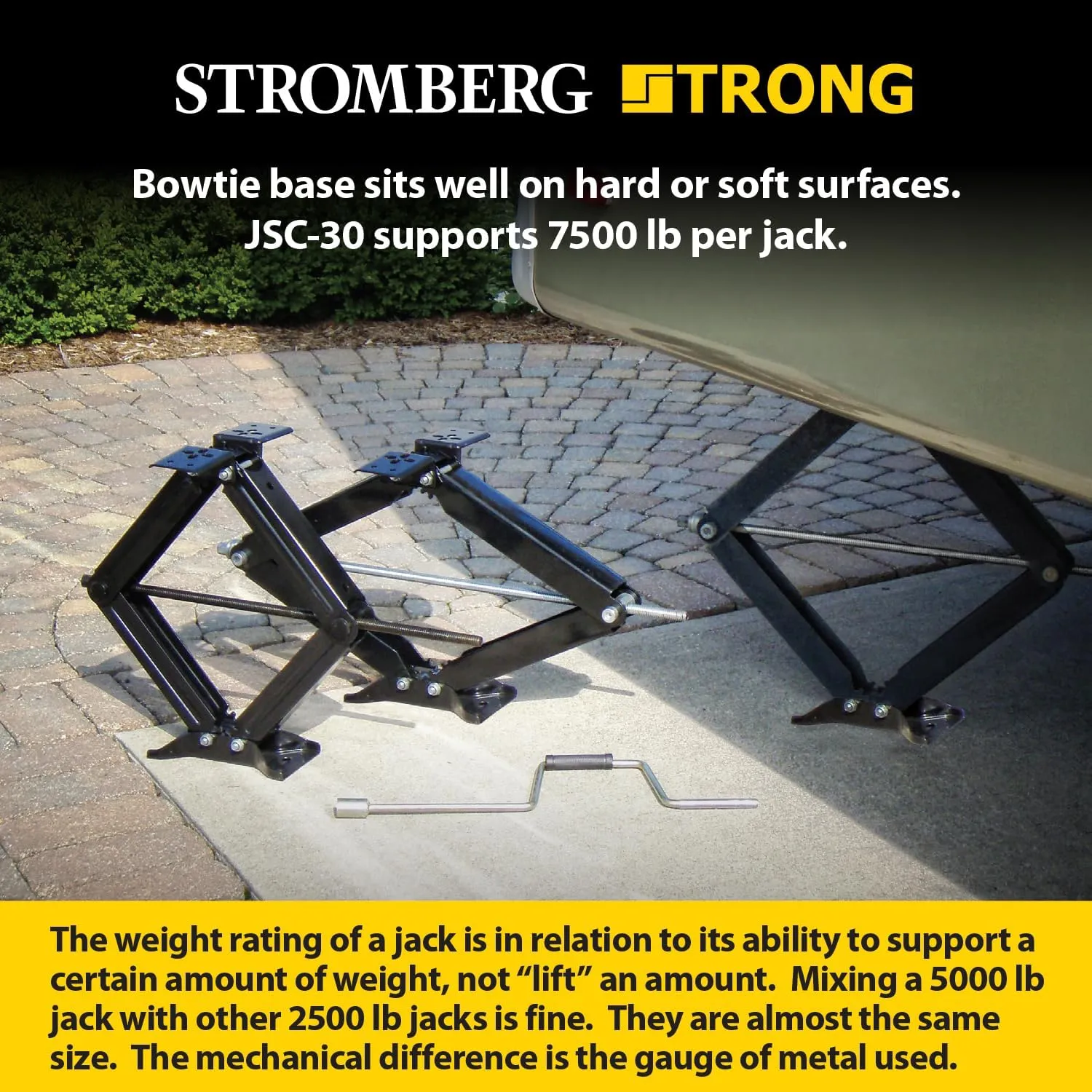 JSC-30/B002YIAC22 -Stromberg Carlson JSC-30 Scissor Jacks-30 Sturdy Stabilizer Jacks for RV&Trailer Leveling,Trailer Jack,Camping & 5thWheel Accessories w/Socket,Bowtie Base,7500lbs Capacity,Set of 2