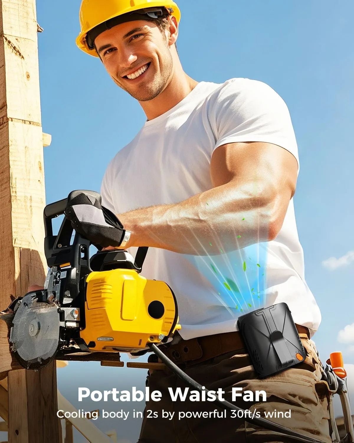 JUANANIUG Portable Waist Fan For Outdoor: Cooling Clip on Belt Fan Under Shirt - Hands-free Design for Construction Workers Gardeners Couriers - Summer Workplace Yard Road Essential - Gifts for Father