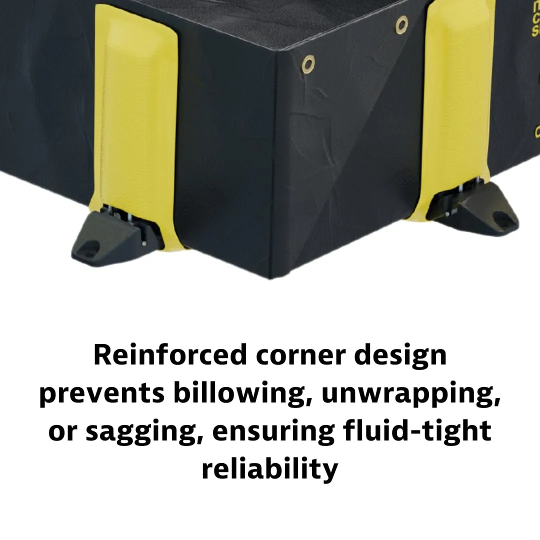 Justrite Rigid-Lock QuickBerm®, 12' x 20' x 12", Large Drive Over Oil Spill Containment Berm, 1795 Gallon Spill Capacity, PVC Coated Fabric, Made in The USA, Black, 28526