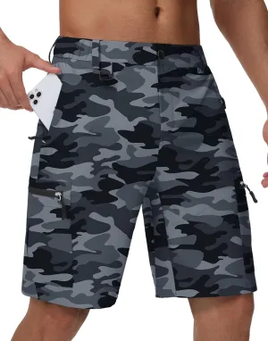 JWM Men's 9" Hiking Cargo Shorts - Lightweight Stretch Qucik Dry Casual Travel Golf Work Fishing Shorts with 5 Zipper Pockets