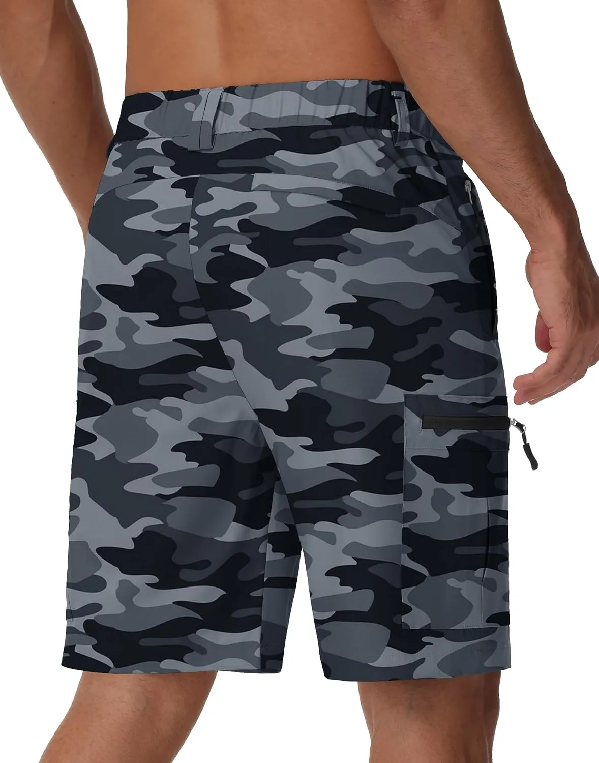 JWM Men's 9" Hiking Cargo Shorts - Lightweight Stretch Qucik Dry Casual Travel Golf Work Fishing Shorts with 5 Zipper Pockets
