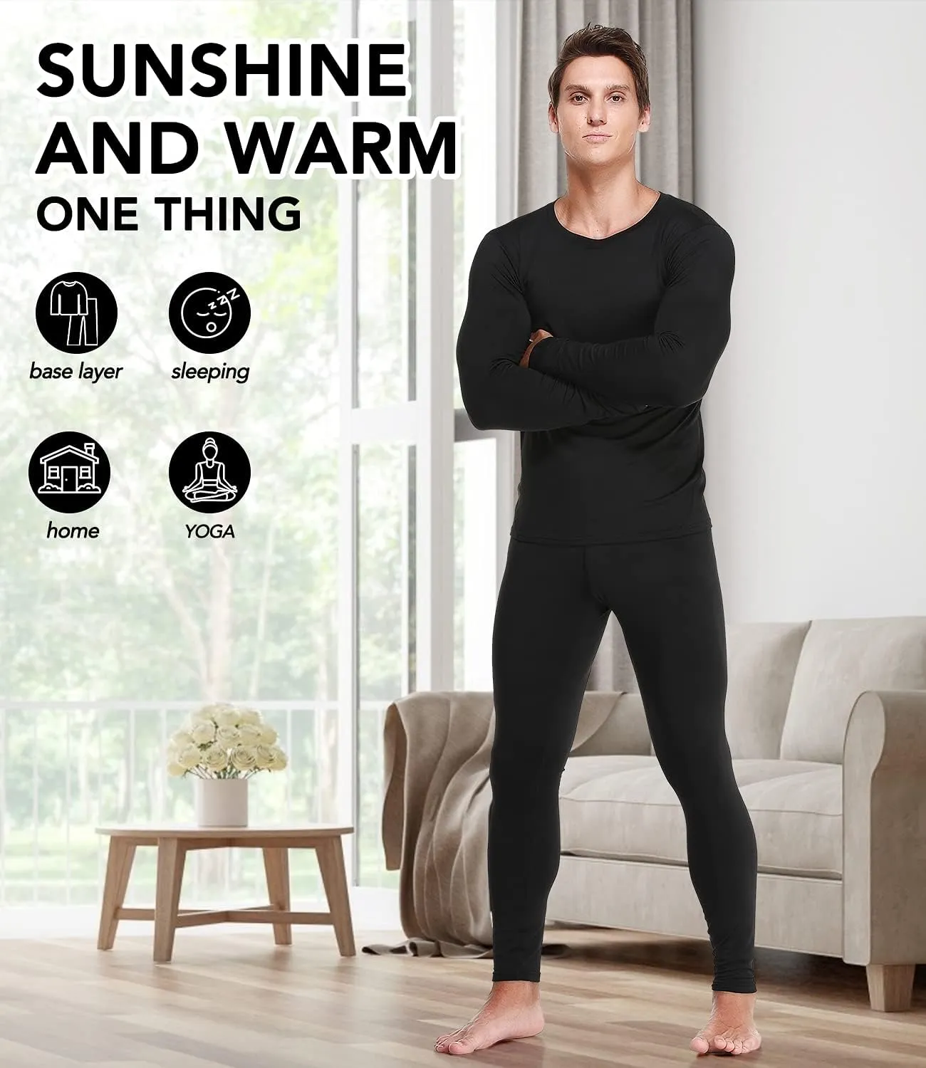 JZCreater Thermal Underwear for Men, Mens Long Johns Thermal Underwear Set, Fleece Lined Base Layer for Cold Weather
