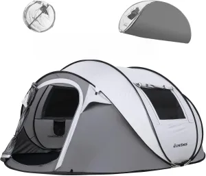Kaimei Instant Pop Up Camping Tent for 4-6 Persons - Quick Easy Setup Waterproof Windproof Family Tent with Double Doors & Windows