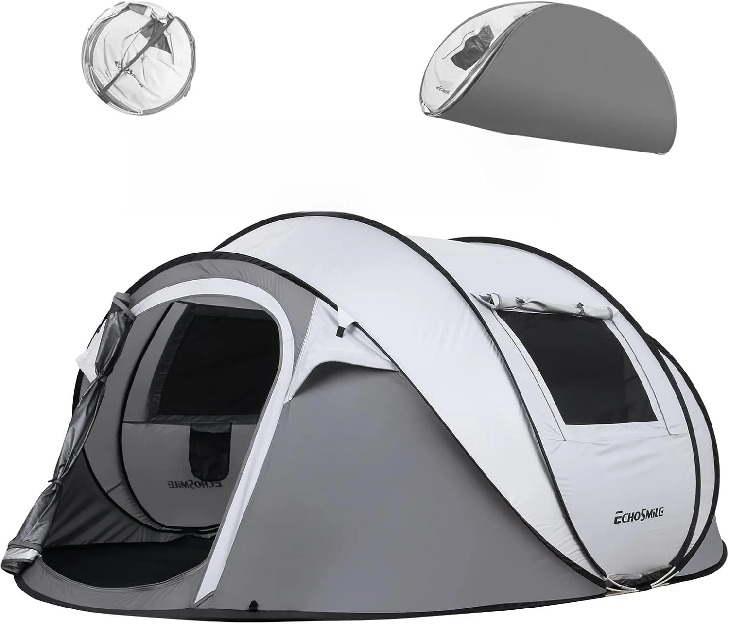 Kaimei Instant Pop Up Camping Tent for 4-6 Persons - Quick Easy Setup Waterproof Windproof Family Tent with Double Doors & Windows