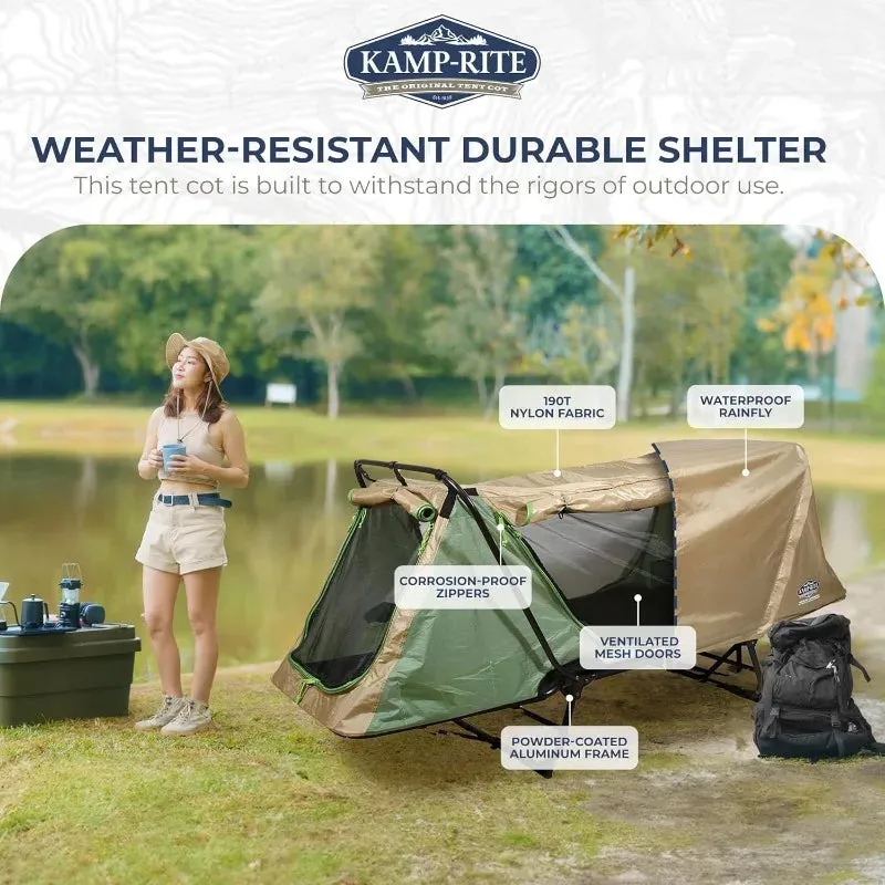 Kamp-Rite Quick Setup 1 Person Multifunctional Cot Convertible as Lounge Chair and Tent