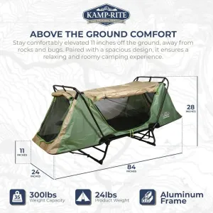 Kamp-Rite Quick Setup 1 Person Multifunctional Cot Convertible as Lounge Chair and Tent