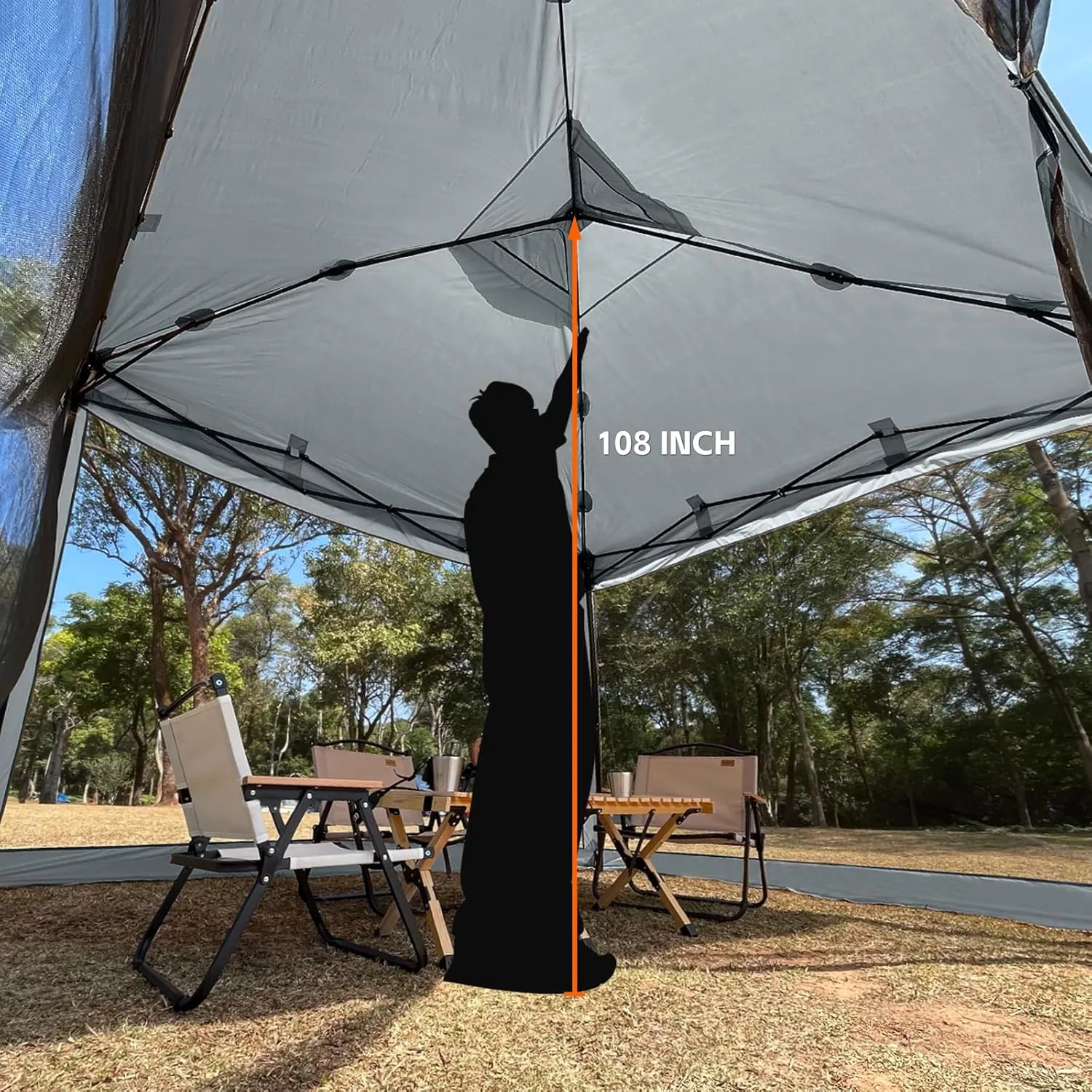 KAMPKEEPER 10x10 Pop Up Canopy with Mosquito Netting,Instant Outdoor Screen Tent Sun Shade for Events Patio Camping Picnic,Gazebo with 4 Sandbags,1 Wheeled Bag(Dark Grey)