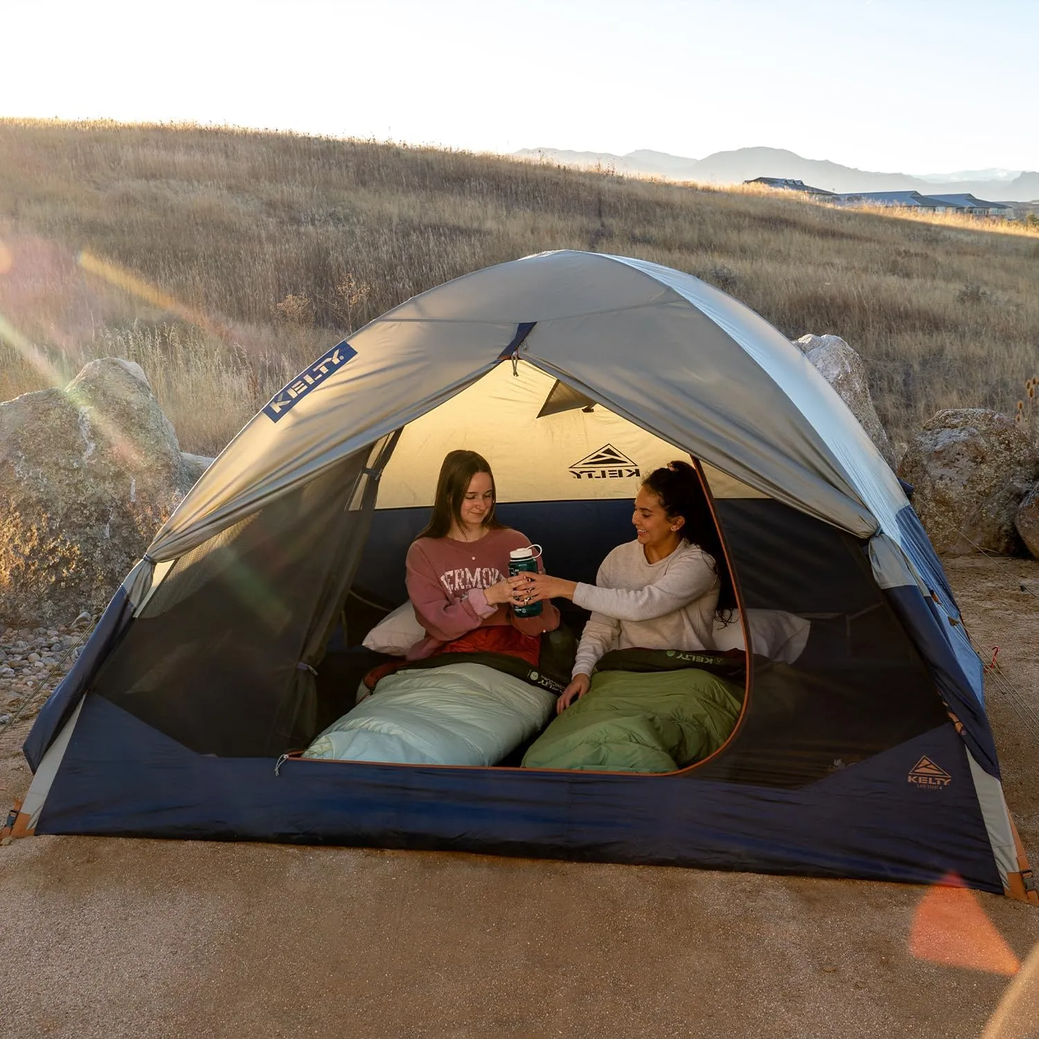 Kelty Late Start Backpacking Tent – Lightweight Two Man Camping Tent Shelter with Quickcorners, Aluminum Poles, Waterproof Poly Fly, Updated for 2024