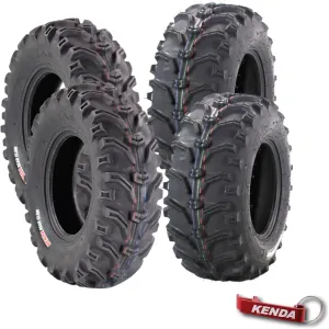 Kenda Bearclaw K299-23x8-11 Front & 24x9-11 Rear Tires for All Terrain (ATV), UTV, and Side by Side (SxS) Vehicles - 6-Ply - Bear Claw 23x8x11 24x9x11 with Kenda Keychain (4-Pack)