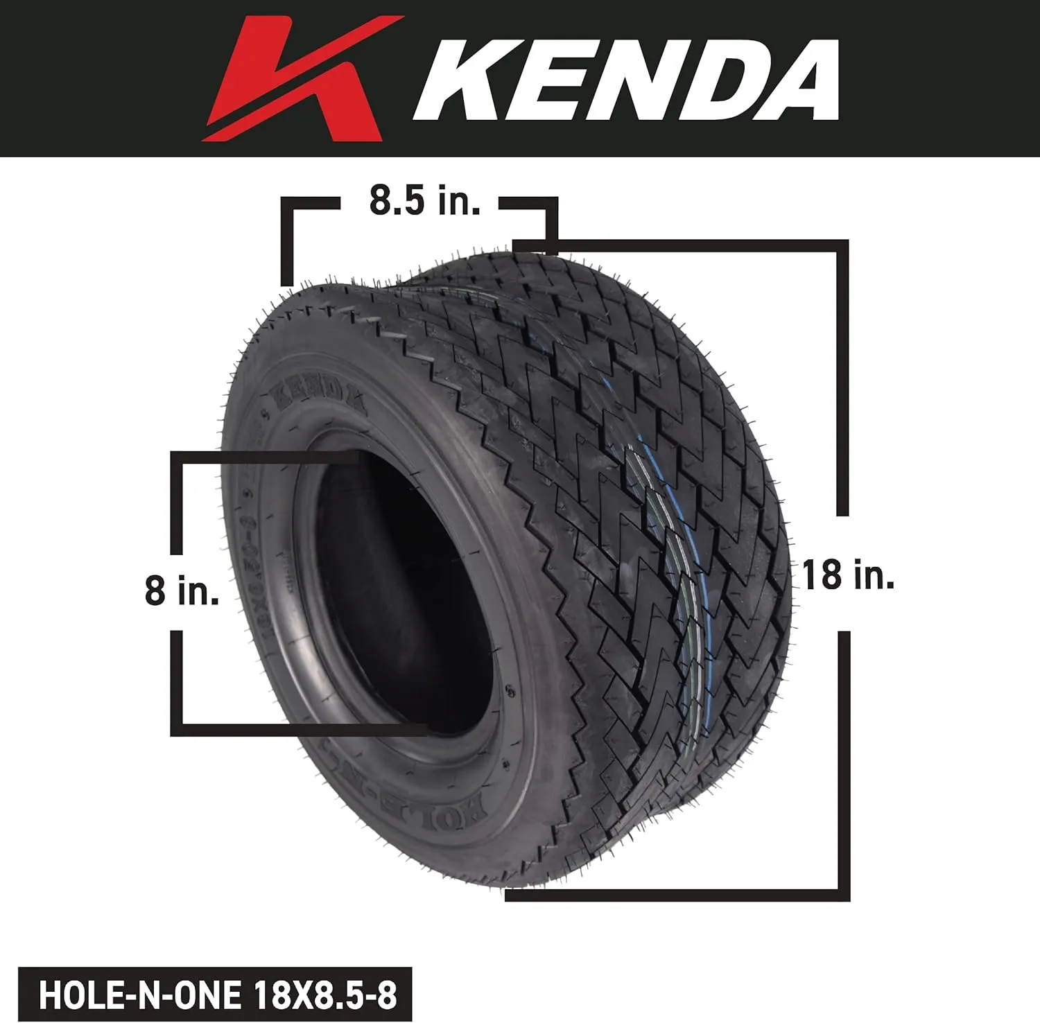 Kenda Hole-N-1 18x8.5x8 Replacement Golf Cart Tires with Kenda Keychain (4 Pack)