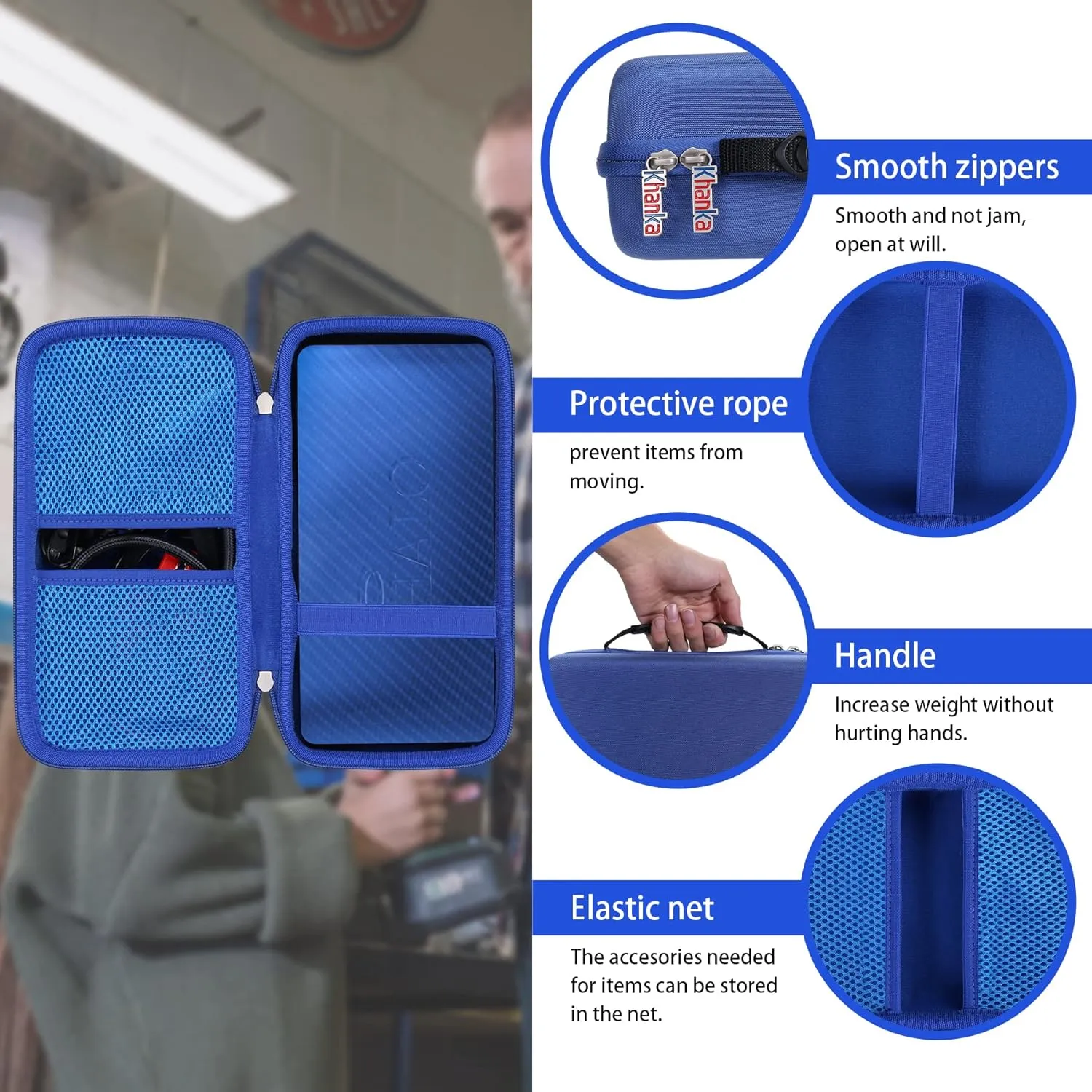 khanka Hard Travel Case Replacement for Halo Bolt 58830/57720 / Air 58830 / ACDC Max 55500 mWh Portable Emergency Power Kit, Portable Phone Laptop Charger, Case Only (Blue)