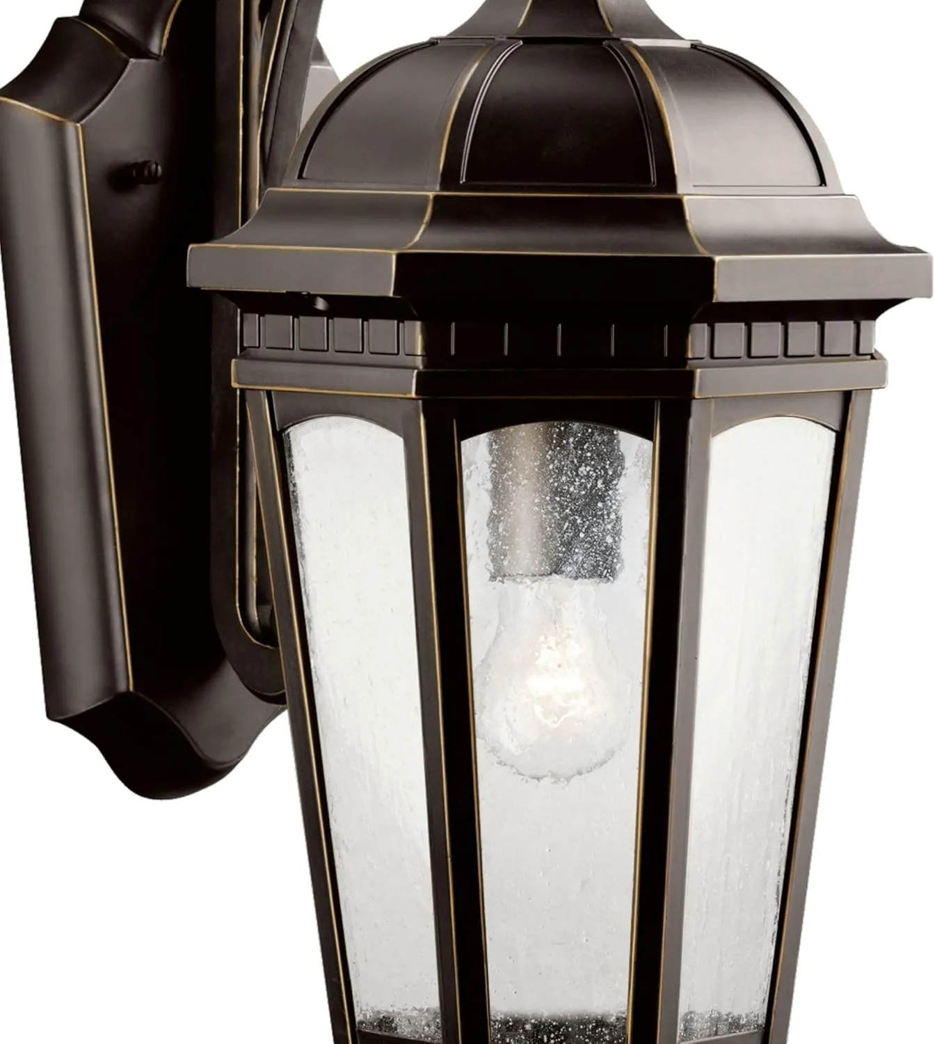 Kichler Courtyard 17.75" 1 Light Outdoor Wall Light with Clear Seeded Glass in Rubbed Bronze
