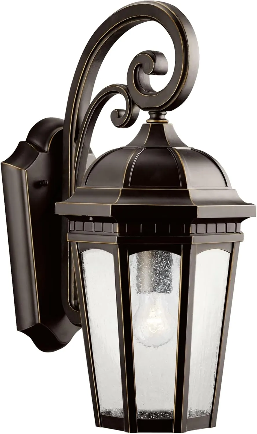 Kichler Courtyard 17.75" 1 Light Outdoor Wall Light with Clear Seeded Glass in Rubbed Bronze