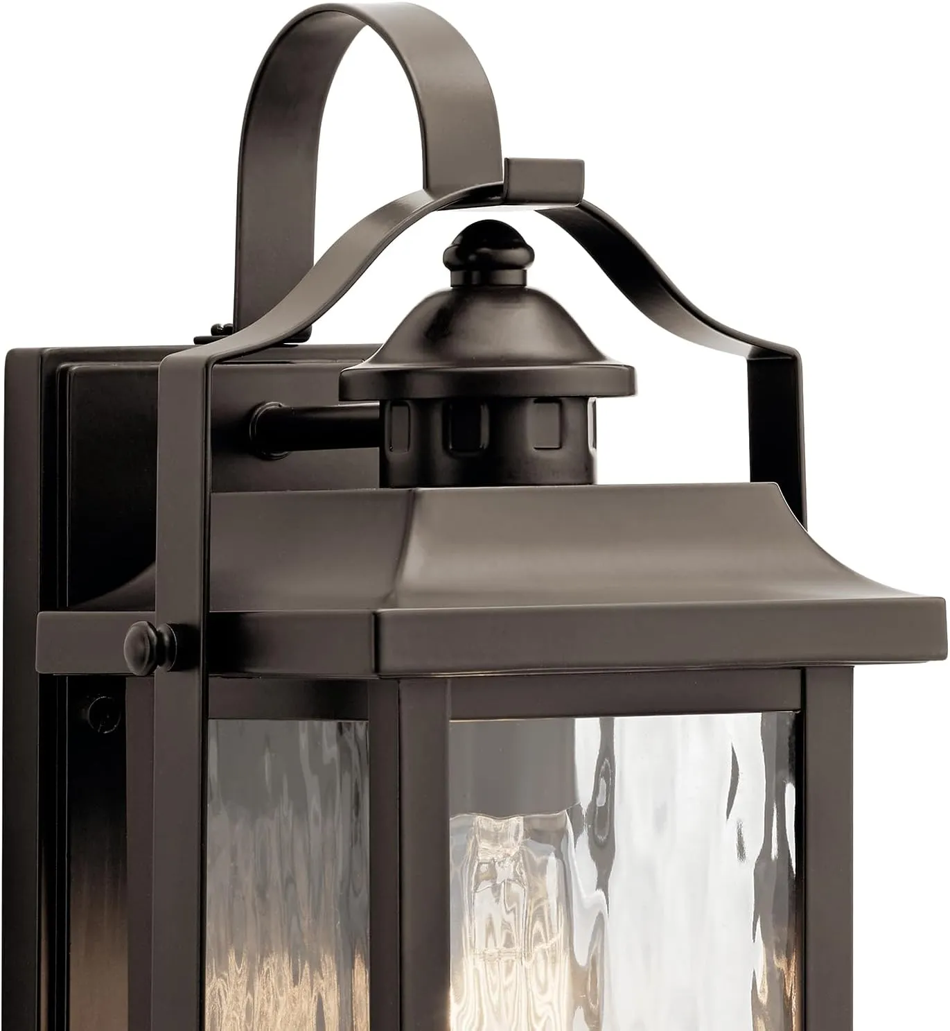 KICHLER Linford 1-Light 13.75-in H Outdoor Wall Light in Olde Bronze with Clear Water Glass Shade, 39507A