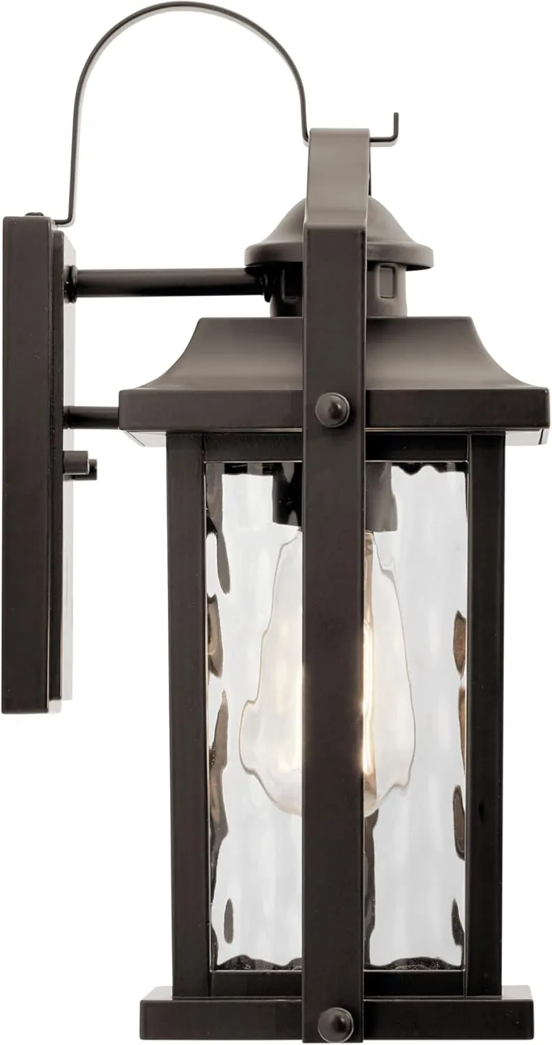 KICHLER Linford 1-Light 13.75-in H Outdoor Wall Light in Olde Bronze with Clear Water Glass Shade, 39507A