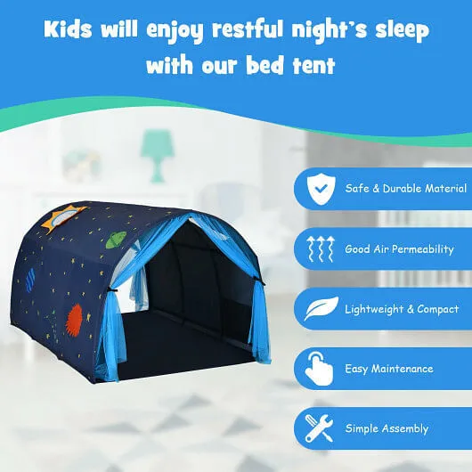 Kids Galaxy Starry Sky Dream Portable Play Tent with Double Net Curtain-Blue - C