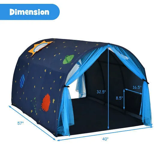 Kids Galaxy Starry Sky Dream Portable Play Tent with Double Net Curtain-Blue - C