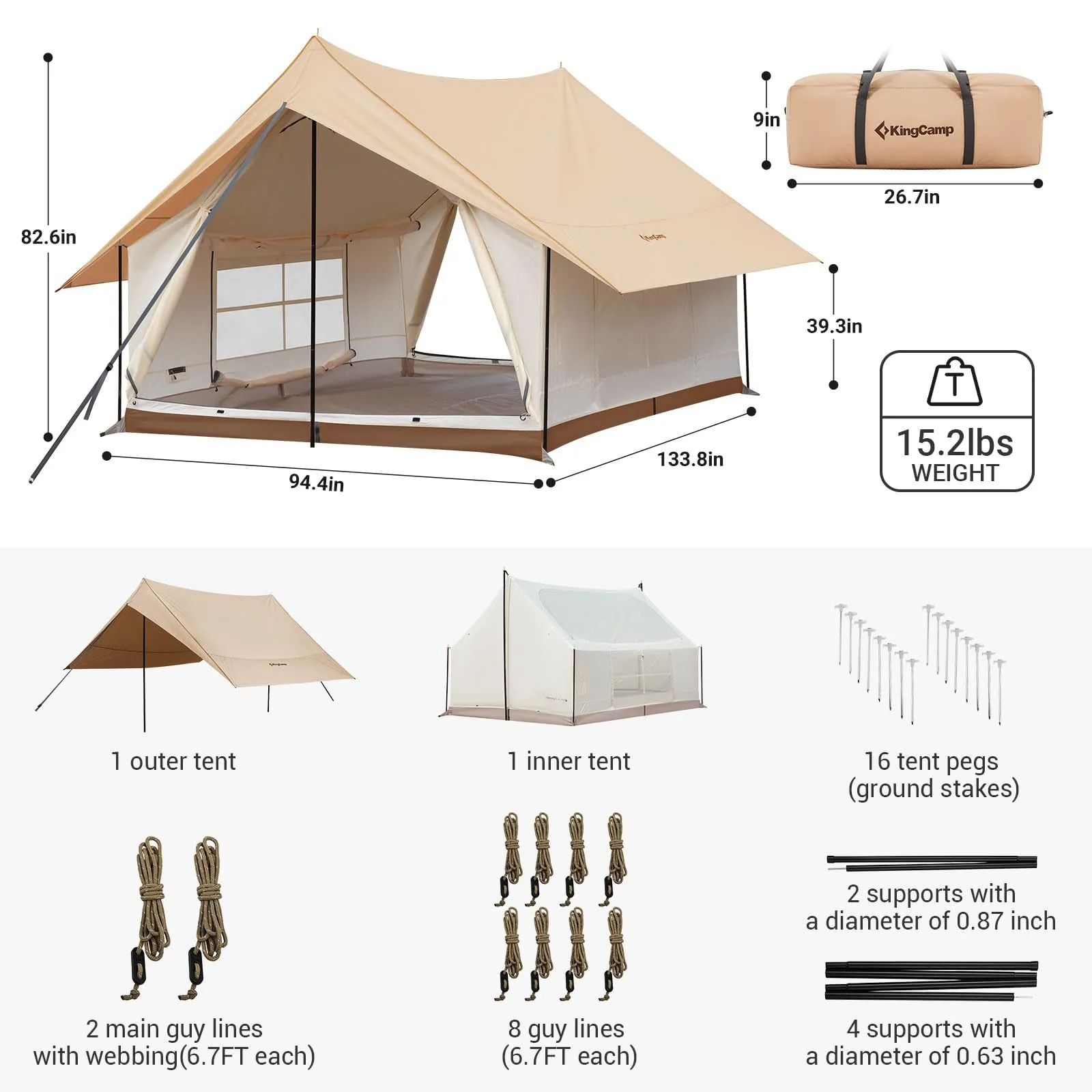 KingCamp Mountain In C2 Double-Layer House Tent
