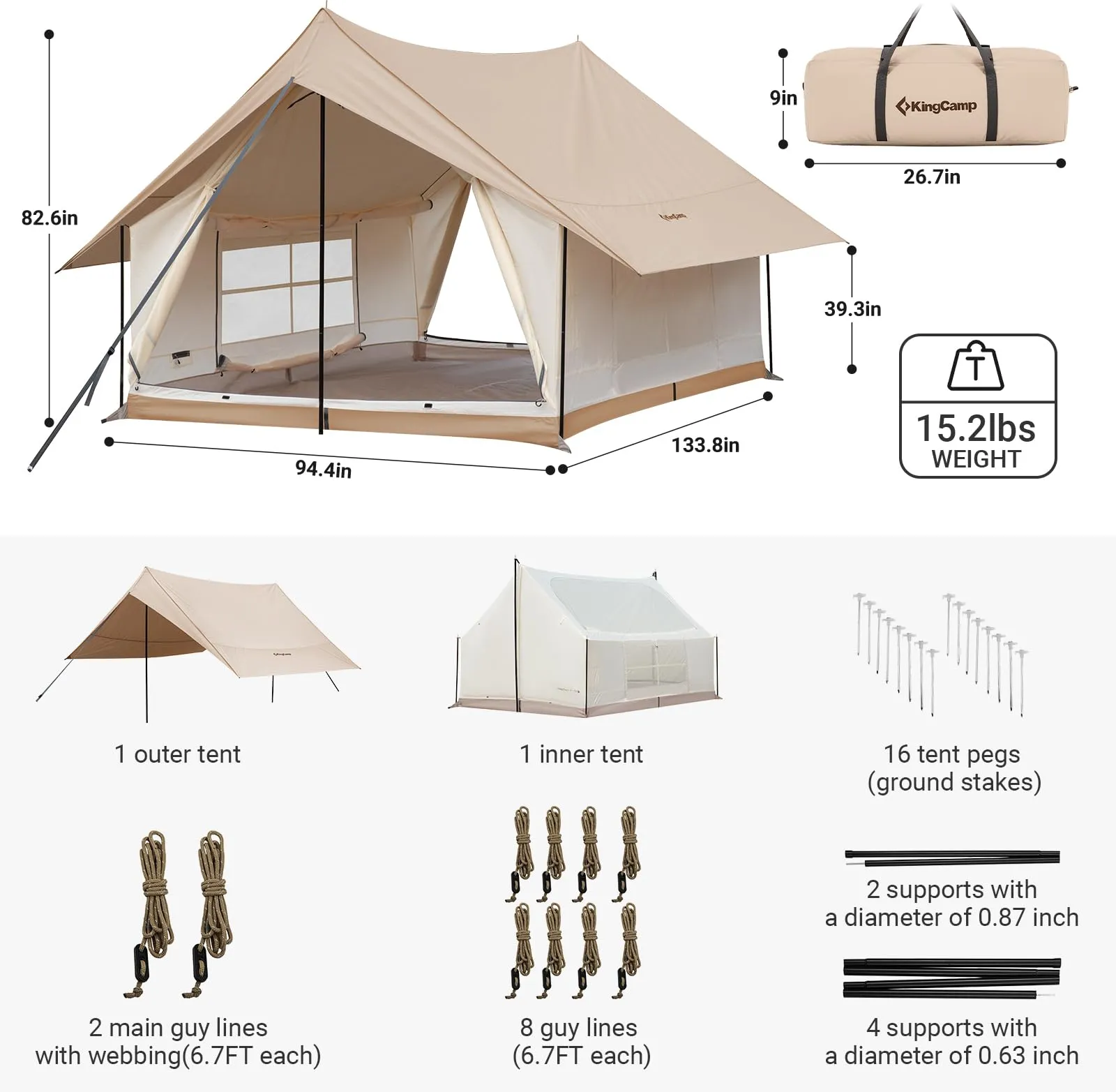 KingCamp Mountain In C2 Double-Layer House Tent