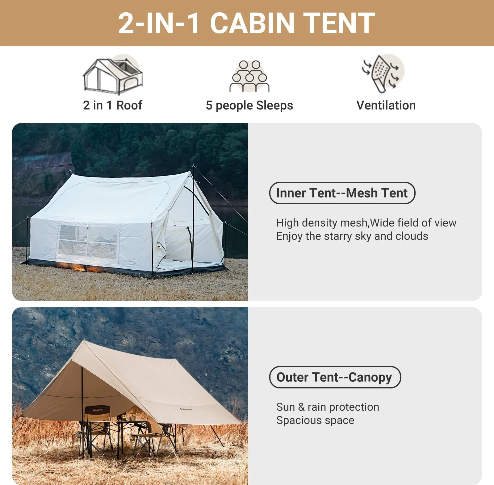 KingCamp Mountain In C2 Double-Layer House Tent