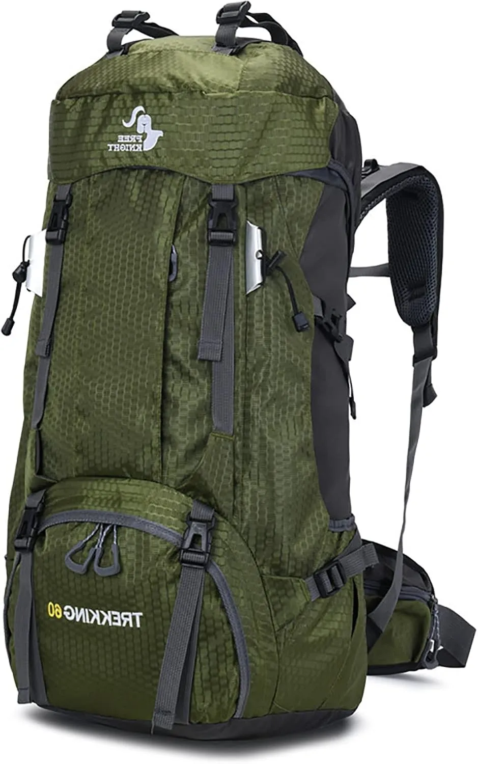 King'sGuard 60L Hiking Backpack, Waterproof Camping Backpacking Backpack for Men Outdoor Traveling Climbing Daypack with Rain Cover (Army Green)