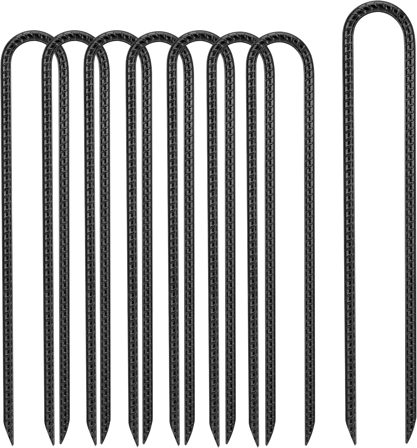 Kingsyard 8 Pack 16 Inch Trampolines Wind Stakes, 0.4 Inch Diameter 2.6 inche Wide Galvanized Steel U Hook Rebar Stakes, Multi-Purpose Heavy Duty Ground Anchors for Tent, Fences, Swing, Landscape
