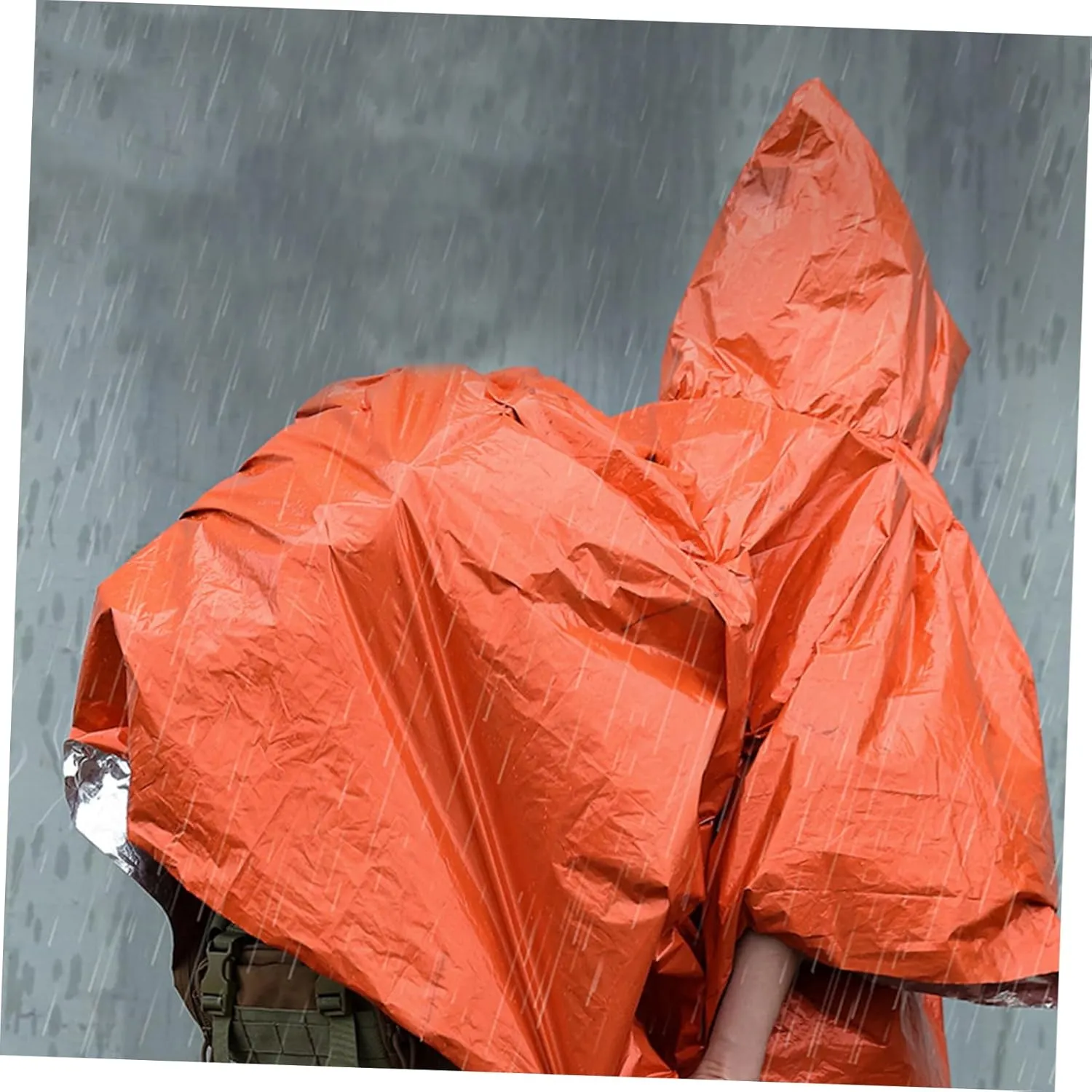 Kisangel 2pcs Emergency Warm Raincoat Poncho Raincoat Safety Overalls Coverall Ponchos rain Adult Hooded rain