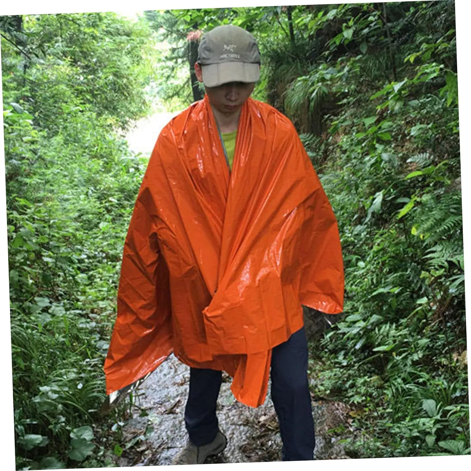 Kisangel 2pcs Emergency Warm Raincoat Poncho Raincoat Safety Overalls Coverall Ponchos rain Adult Hooded rain