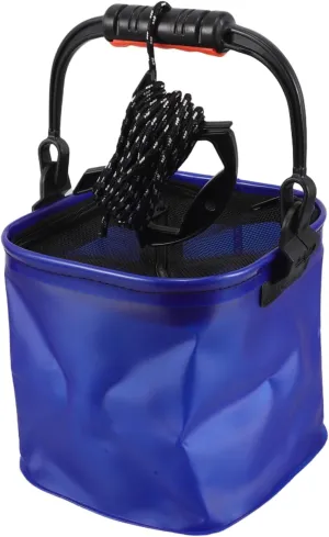 Kisangel Lightweight Collapsible Fishing Bucket Live Fish Thickened Bucket with Handle for Camping Hiking and Live Fish Storage