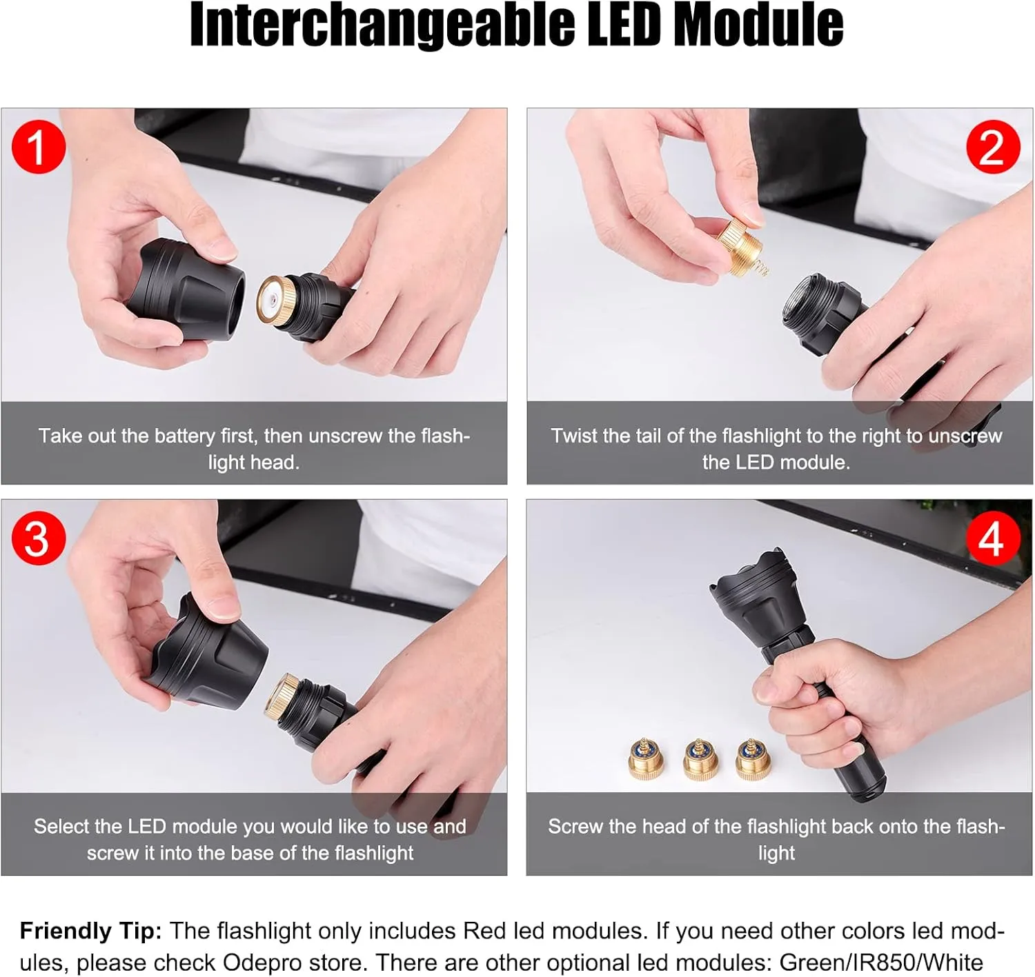 KL52 Red Light Flashlight for Night Hunting Zoomable Long Range 375 Yards Red Lens Spotlight with Stepless Dimming Remote Pressure Switch for Coyote Hog Varmint Predator Hunting