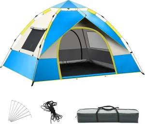 KOMCLUB Camping Tent 1/2/3 Person Tents for Family Camp Tent Waterproof Windproof Outdoor for Backpacking Hiking Easy Setup with Storage Bag,8 Ground ding,4 Windproof Rope