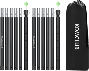 KOMCLUB Tent Poles Adjustable Lightweight Camping Tarp Poles 82.68" Aluminum Alloy Telescoping Solar sail Poles for Awning Canopy Tent Tarp Hiking Light Weight and Easy to Carry (2PC & Black)