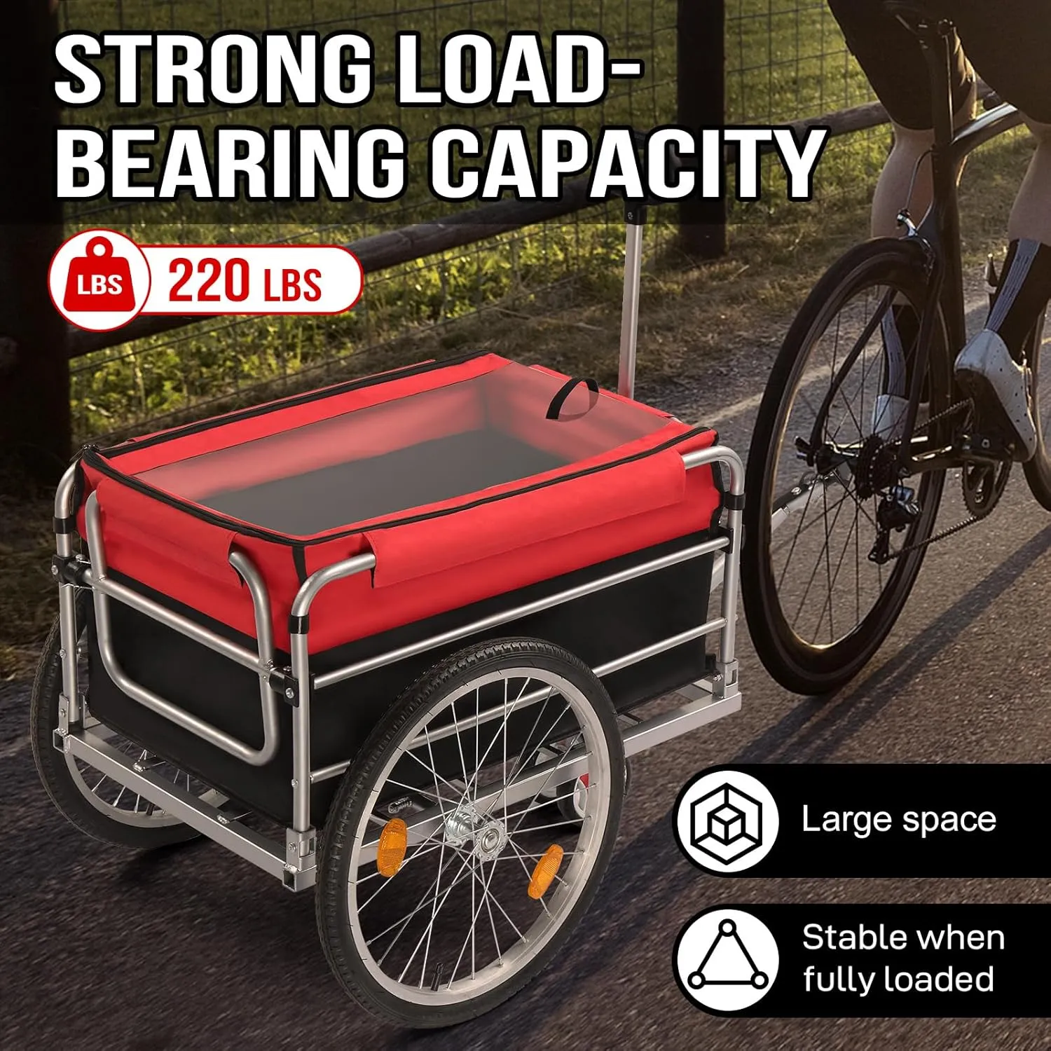 Ktaxon Bike Cargo Trailer, Heavy Duty 220 lbs Bicycle Wagon Cart, 20" Wheel Folding Groceries Hauler with Safe Hitch System