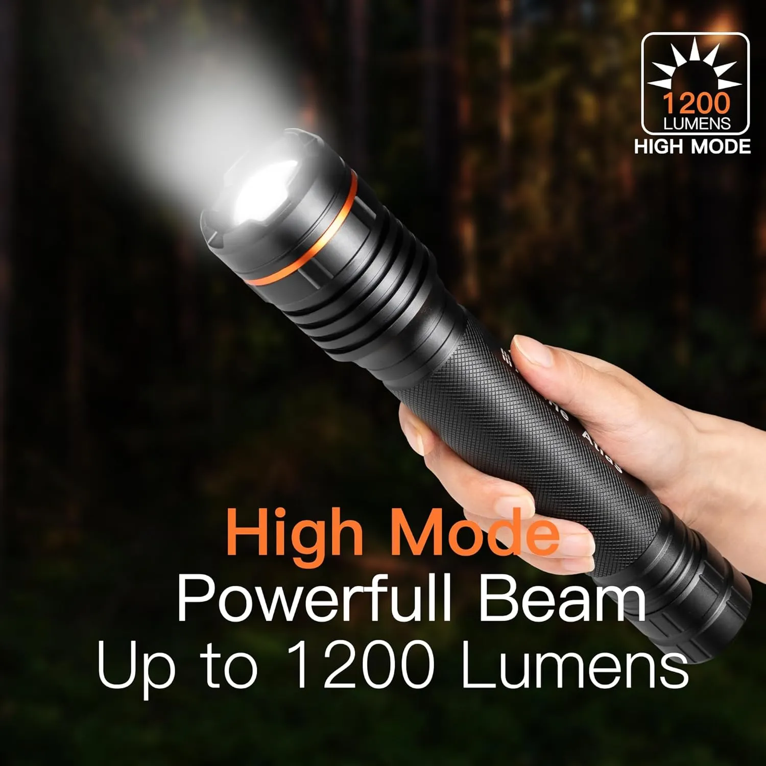 KunHe Heavy Duty 3D Cell LED Flashlights Large Aluminum Zoomable High Lumens 1200 LM Battery Powered Single Mode Flash Light- Big Flashlight for Home Emergency Power Outages Camping Car