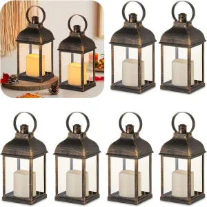 Lanterns Decorative Indooor for Tables Centerpieces: 6 Pcs Bronze Farmhouse Candle Lantern Bulk for Wedding Small Outdoor Candle Holder