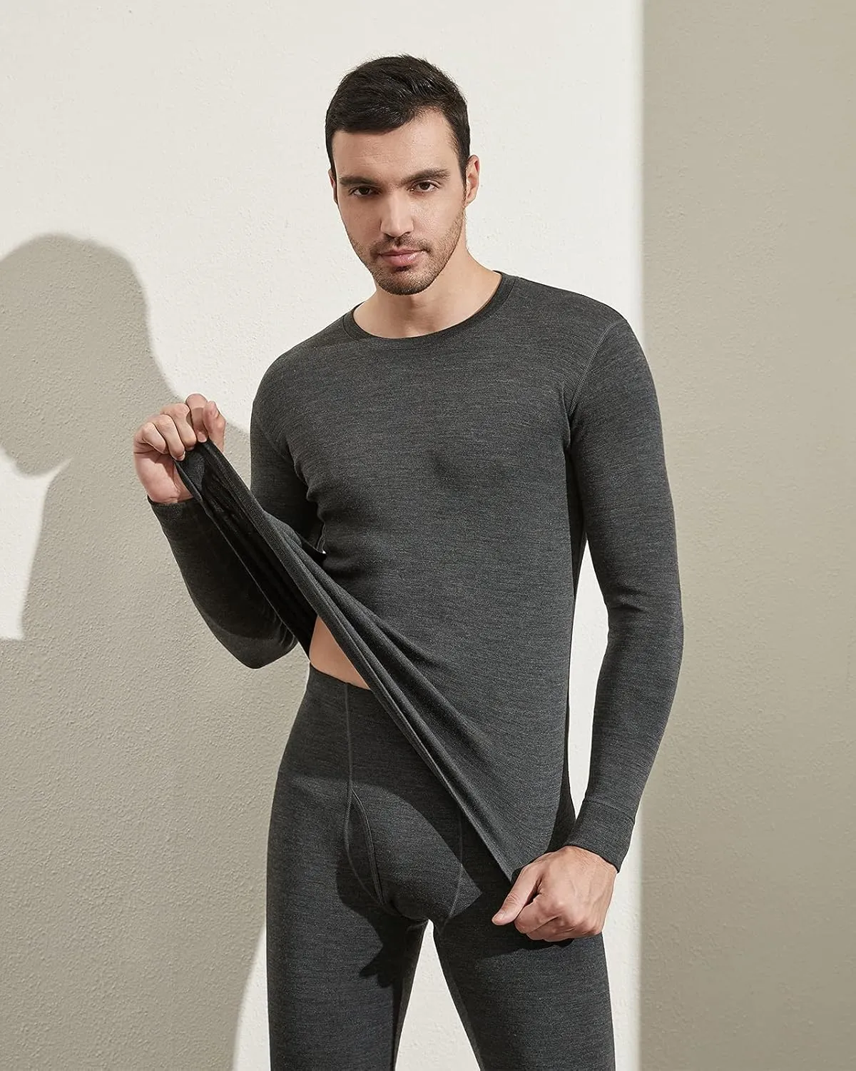 LAPASA Men 100% Merino Wool Shirt Base Layer Lightweight Midweight Thermal Top Long Sleeve Hunting Undershirt Warm Long John